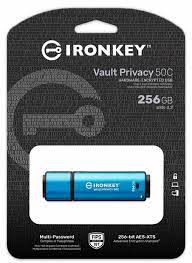 Kingston Ikvp50/256gb Ironkey Vault Privacy 50 Series Usb3 Type-A Flash Drive Fips 197 Certified & Xts-Aes 256-Bit Hardware Encryption Multi-Password Option (Admin User And One-Time Recovery) Locally Managed For Small And Medium Businesses Rugged