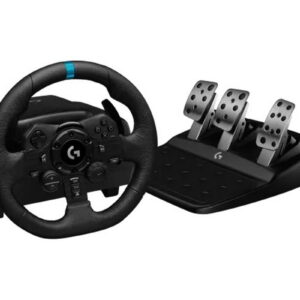 Logitech 941-000158 G923x Trueforce Racing Wheel For Pc Or Xbox - Dual-Motor Force Feedback With Overheat Safeguard 900 Degrees Lock-To-Lock Anodized Aluminum + Hhand-Stitched Leather Wheel Helical Gears With Anti-Backlash Nonlinear Brake Pedal - Usb