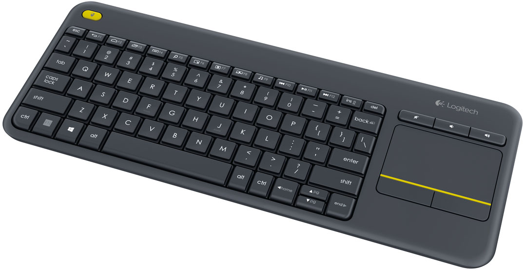 Logitech 920-007145 Wireless K400 Plus + Htpc Keyboard For Pc-To-Tv Control + Built-In 3.5" Touch Pad ( No Numeric Keypad ) 2.4ghz + 128bit Aes Vertical Space-Saving Storage 5 Hotkeys Programmable F-Keys For Windows + Android + Ios - Usb Nano U