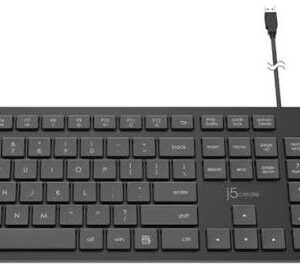 J5create Desktop Jikmu115 Black Full-Size Membrane Kb + 1200dpi Optical Wheel Mouse 12 Multimedia Keys Low-Profile Keyframe - Usb