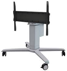 Aavara Cdt860 Motorized ( With Remote ) Interactive White Board / Touch Desk Trolley Cart - 4 Wheels With Lock Support Up To 65"/35kg Tv With 90 Tilt ( As Desk) 500mm Height Adjustable With Modularized Pc Holder/ Storage Space And Device Supporte