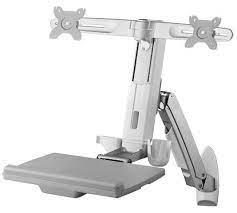 Aavara Wsf742 Workstation Freestyle For 2x Lcd + 1x Keyboard/Mouse Tray - With 2 Arms / 3 Joints - Wall Mount - Display: 30 ( 0~30 ) Tilt Angle Adjustable +/-90 Swivel Angle Adjustable 360 Rotation Pivot For Landscape Or Portrait 124mm Height Adjustab