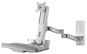 Aavara Wsr210 Workstation For 1x Lcd + 1x Keyboard/Mouse Tray - With 2 Arms / 3 Joints - Wall Mount - Display: 40 ( -5~35 ) Tilt Angle Adjustable +/-90 Swivel Angle Adjustable 360 Rotation Pivot For Landscape Or Portrait 124mm Height Adjustable ; Kb Tr