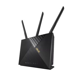 Asus 4g-Ax56 Dual-Band Wifi-6 Ax1800 Lte Modem + Wireless Router With Asuswrt Dashboard Ui + Vertical Design With Aluminum Stand - 4g Lte ( Via Nano Sim Slot ) + Gigabit Wan + 4x Gigabit Lan 128mb Flash + 512mb Ram Lte + 802.11ax 1800mbps (1201+574)
