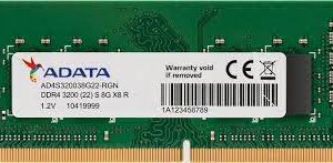 Adata Ad4s320038g22 / Ad4s320088g22 / Ad4s32008g22 / Gd4s320038g-Bss Ddr4 Nb So-Dimm Valueram 8gb Ddr4-3200 (Pc4-25600) Single Rank X8 Cl22 - 260pin 1.2v - Lifetime Warranty - Retail Pack