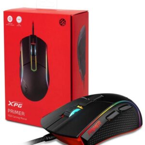 Adata Xpg Primer Optical Gaming Mouse - Black With Customizable Rgb (16.8m Color) In 3 Zones Durable Double-Shot Surface With Pbt 98g Lightweight 20 Million Clicks Omron Switch 6 Pogramable Buttons Pixart Pmw3360 400-12000dpi 200ips ( Inch Per Sec )