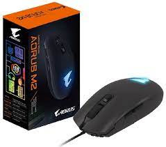 Gigabyte Aorus M2 Optical Gaming Mouse - Black With Customizable Rgb (16.8m Color) On Logo 76g Lightweight Ambidextrous Design Claw / Fingertip Grip 50 Million Clicks Omron Switch 6 Pogramable Buttons Pixart Pmw3327 200-6200dpi 220ips ( Inch Per S
