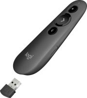 Logitech 910-005386 Cordless Professional Presenter R500 Wifi+Bluetooth Dual Connection - Built-In Vibration Alerts + Red Laser Pointer Ranged 20m For Powerpoint / Keynote / Pdf / Google Slides ; Includes Carry Case