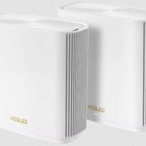 Asus Zenwifi Xt8(2-Pk) Ax Mini Trilband Wireless-Ax6600 White Gigabit Router + Extending Node 1.5ghz Quad-Core Processor 256mb Flash + 512mb Ram - 2.5g Gigabit Wan + 3x Gigabit Lan + Usb3 Downstream - 2.4/5/5ghz Tri Band 802.11ax 6600mbps (574+1201+48