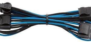 Corsair Cp-8920199 Blue+Black Premium Individually Sleeved Flexible Paracorded Cable With Cable Comb - 4pin Molex 750mm With 4 Connectors - For Rmx Series ; Rmi Series Sf Series