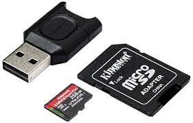 Kingston Mlpr2/256gb ( Canvas React Plus Sdxc + Mlp Card Reader ) 24x32x2.1mm Uhs-Ii U3 V90 A1 ( 16pin Dual Channel Compatiable With Old Uhs-I Device/Reader ) Not Compatible With Sdhc Only Device/Reader Read/Write : 300/260mb/Sec - Lifetime Warranty