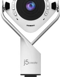 J5 Jvu368 Hd Webcam - All Around 360 Rotation With Speakerphone + Remote Control + Height Adjustable Stand 6x Display Modes 6 Buttons + Touch Control To For Host/Participants Selection Tripod Mountable Streaming And Recording Optimized Built-In Hd Mic