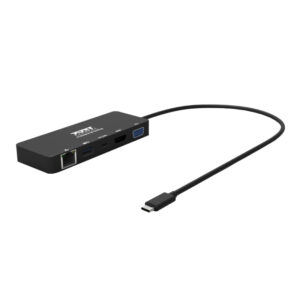 Port Usb Type-C To 1 X Rj45|1 X Usb3.0 Ss|1 X Type-C 85w Pd|1 X Hdmi2.0|1 X Vga 30cm Cable Dock - Black