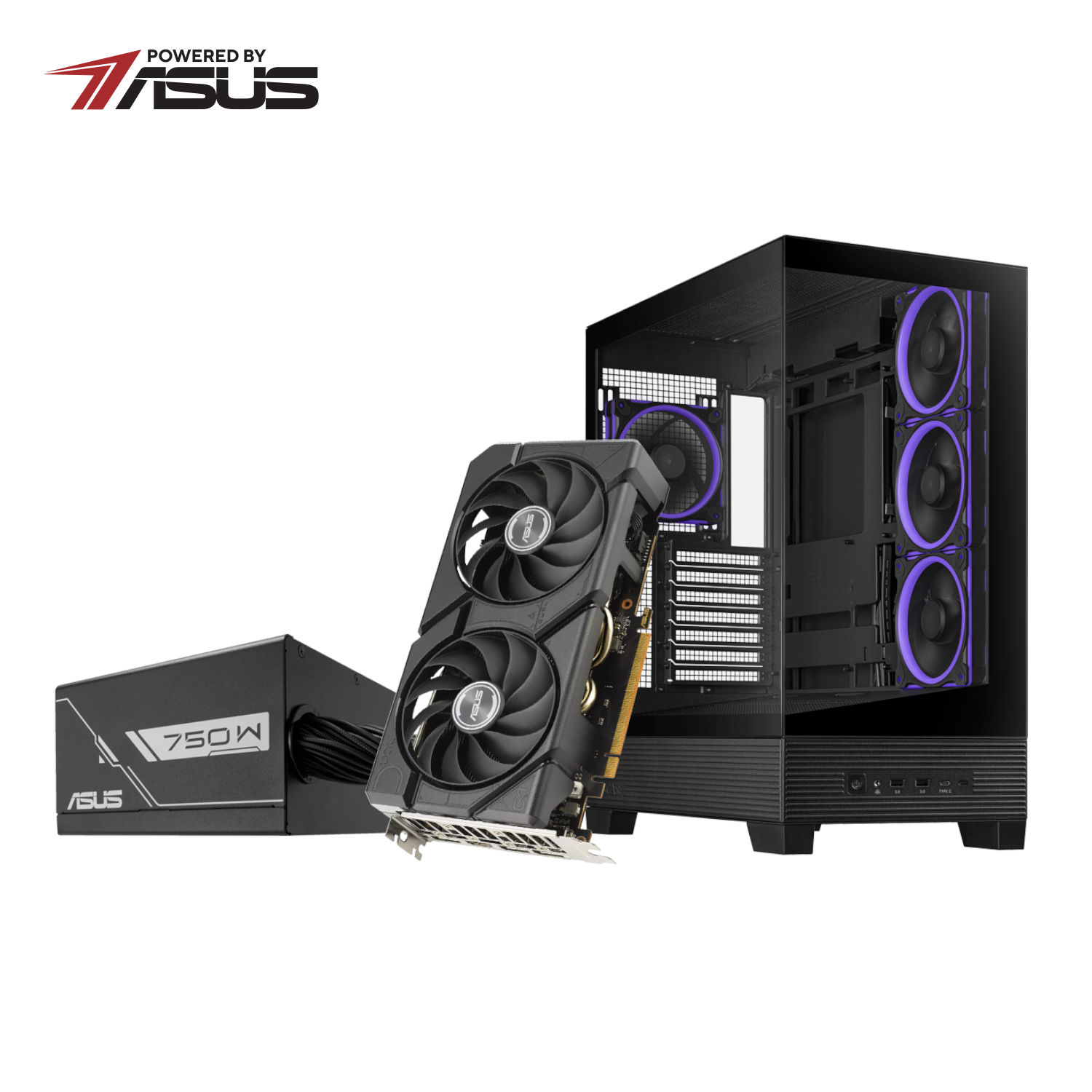 Asus Uwm 2 Gaming Chassis/Graphics Card/Power Supply Combo (A31 Plus | Rx 7600 | Prime 750w)