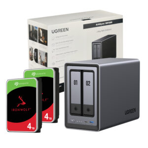 Ugreen Nasync Dxp2800 2 Bay Nas With Seagate Ironwolf Nas 8tb Sata Hard Drive Bundle (2x 4tb)