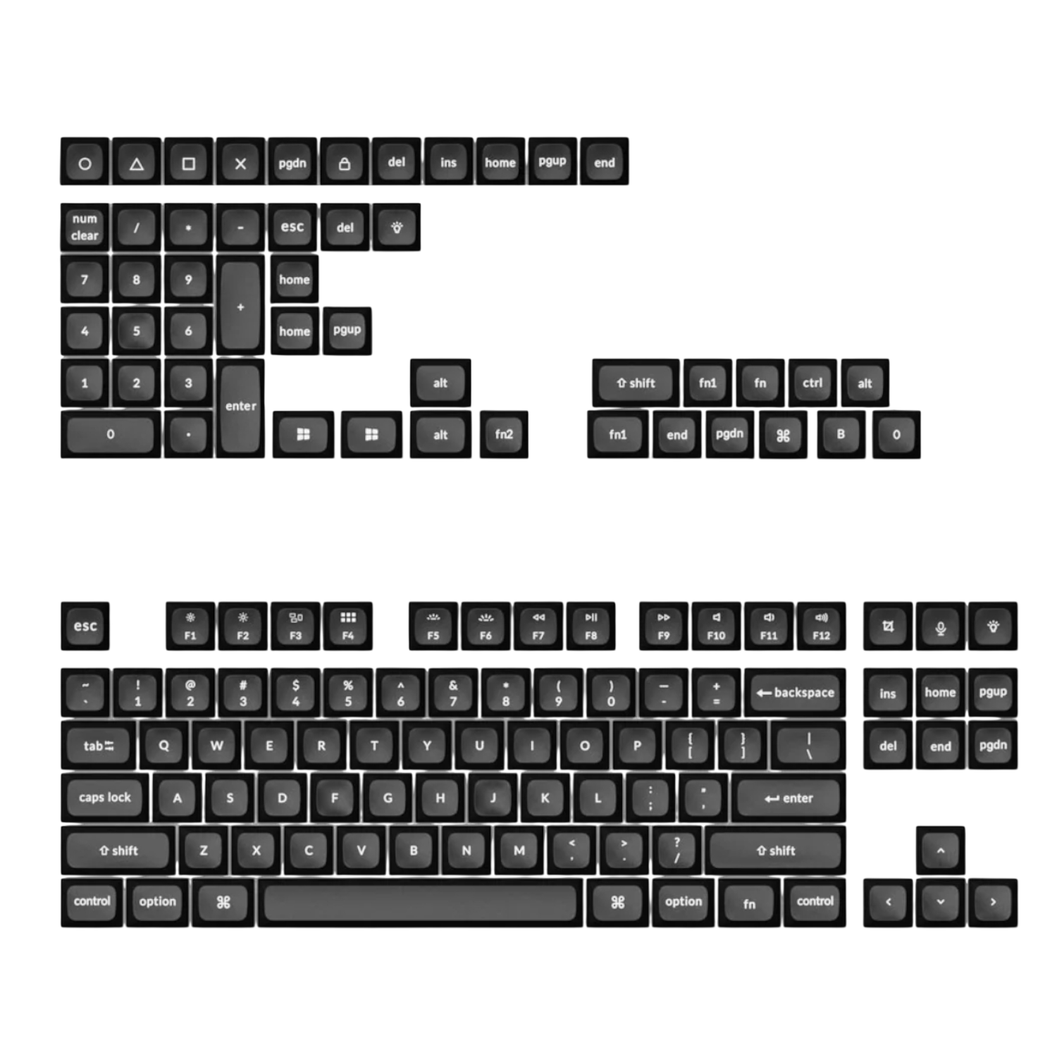 Keychron Double Shot Ksa Pbtfull Keycap Set - White On Black