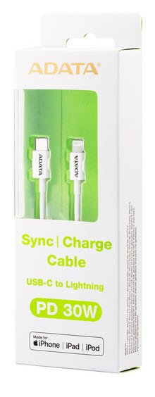 Adata Amficpl-1m-Cwh Usb2 Type-C I-Cable ( Lightning 8pins Sync+Charge ) - Plastic White - Apple Mfi Certified , 24 Awg Copper Power Wire , Emi Protection With Foil+Copper Shielding - 100cm
