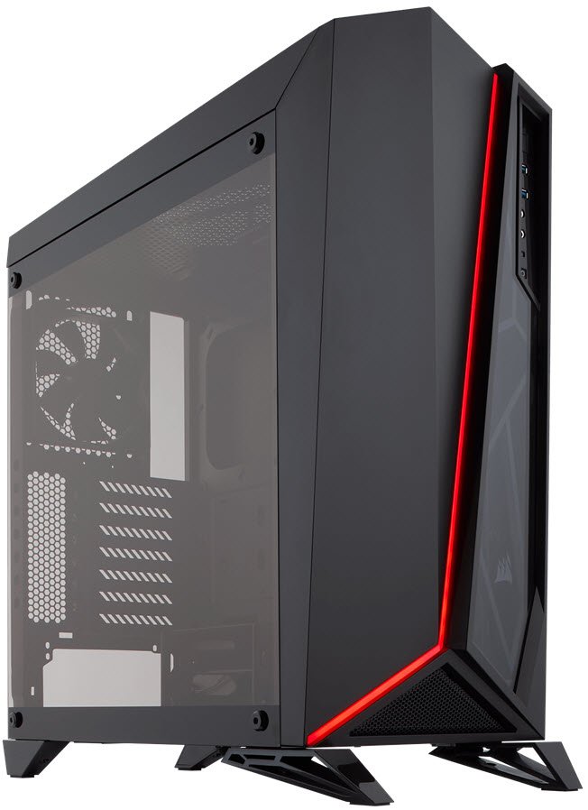 Corsair Carbide Series Spec Omega Windowed ( Tempered Glass Front + Side Panel ) Black+Red - No Psu