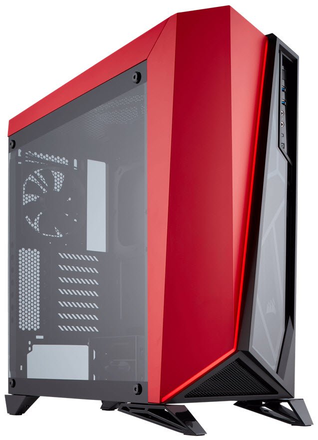 Corsair Carbide Series Spec Omega Windowed ( Tempered Glass Front + Side Panel ) Black+Red - No Psu