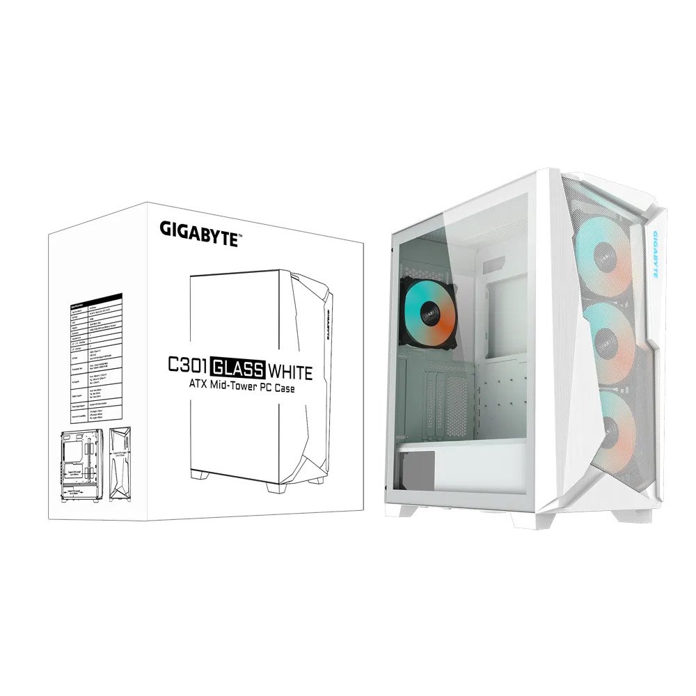 Gigabyte Aorus C301 Tempered Glass White