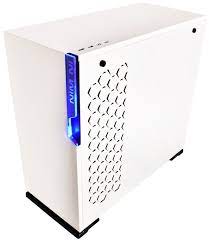 In Win Ci698 101 Mid Tower Chassis - White With Tool-Less Full-Sized Tempered Glass Side Panel Blue Led Logo On Front Panel No Psu