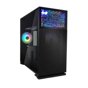 In Win 127 Mid Tower Chassis - Tempered Glass Front Argb Logo Display Front Mesh Panel With Honeycomb Vents Quick-Release Side Panel Removal Button 1.2 Mm Thick Steel And Tempered Glass Dedicated Top Chambers Design For Heat Separation No Psu