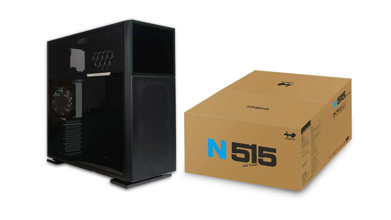 Inwin 515 Black Mid Tower Desktop Chassis with Tempered Glass Side Panel (no psu)