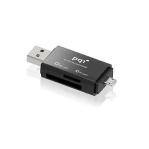 Pqi Rf03-0016r014j Connect 208 Black - Usb+Microusb Dual Interface Otg Reader For Sdhc/Sdxc+ Microsdhc/Sdxc Flash Drive Type - 61.5x23.8x10.1mm