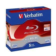 Verbatim 43661 Blu-Ray Bd-R Sl 8cm Mini 7.5gb Hard-Coated Scratch Guard Plus Single Layer - 5pack Jewel Box
