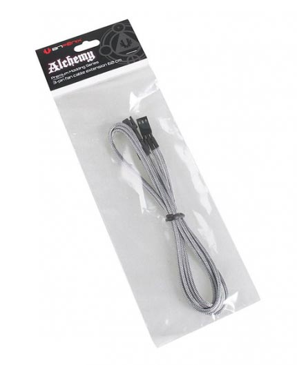 Bitfenix Bfa-Msc-3f60sk-Rp Alchemy Multisleeved(3) Cable - 60cm 3 Pin Power Extension Cable For Cpu Fan Or System Fan - Silver