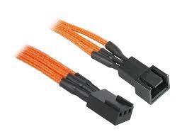 Bitfenix Bfa-Msc-3f90ok-Rp Alchemy Multisleeved(3) Cable - 90cm 3 Pin Power Extension Cable For Cpu Fan Or System Fan - Orange