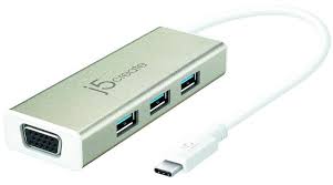 J5 Create Jch377 Usb Type-C ( Gen1 5gbps ) -> 7x Type-A ( Usb3.1/3.0/2.0 ) Hub With 1 X 2.4amps Fast Charge Port Ideal For Desktop Or Notebook/New Macbook 150x33x15mm + 900mm Cable Aluminum Housing Usb-Powered With Ac-Adapter