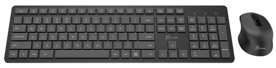J5create Desktop Jikmw115 Wireless Black Full-Size Membrane Kb + 1600dpi Optical Wheel Mouse 12 Multimedia Keys Low-Profile Keyframe 2.4 Ghz Wireless Connection Upto 20m - Usb