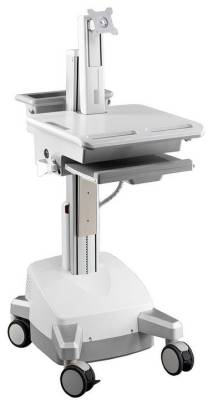 Aavara Ceh01 Mobile/Medical Workstation Cart With E-Lift ( Electrical Height Adjustment )- 4 Wheels With Lock Support Up To 24"/8kgs Led With 30 Tilt + 360 Rotation 130+500mm Height Adjustable With Modularized Pc Holder/ Scanner Holder / Keyboard+