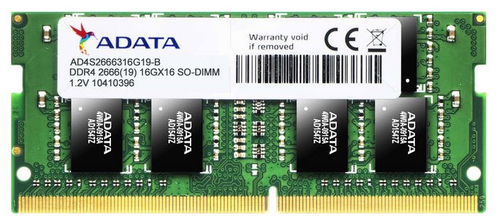 Adata Ad4s2666316g19 / Ad4s2666716g19 / Ad4s266616g19 Ddr4 Nb So-Dimm Valueram 16gb Ddr4-2666 (Pc4-21330) Single Rank X8 Cl19 - 260pin 1.2v - Lifetime Warranty - Retail Pack