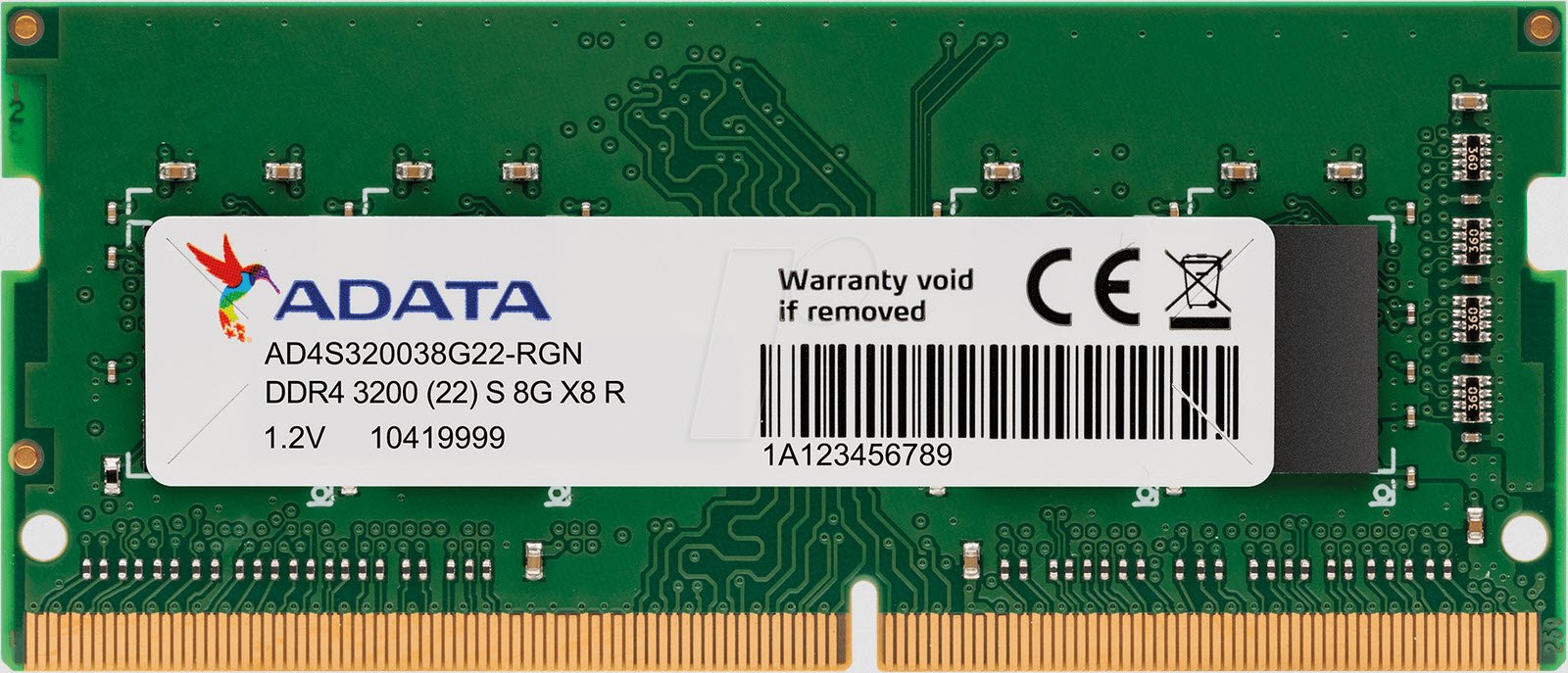 Adata Ad4s3200732g22 / Ad4s320032g22 Ddr4 Nb So-Dimm Valueram 32gb Ddr4-3200 (Pc4-25600) Single Rank X8 Cl22 - 260pin 1.2v - Lifetime Warranty - Retail Pack