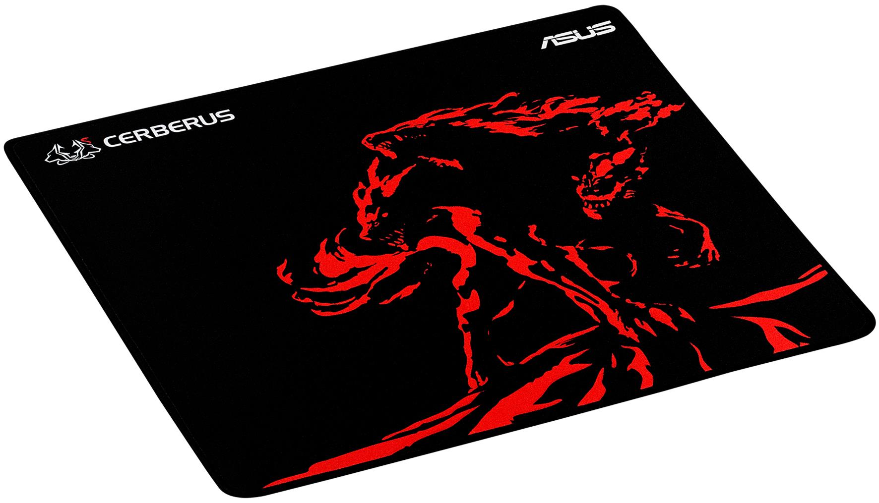 Asus Cerberus Plus Black+Red Gaming Mouse Pad - Non-Slip Natural-Rubber Base Provides 1.3x More Grip Anti-Fray Stitching 450x400x3mm - Retail Pack