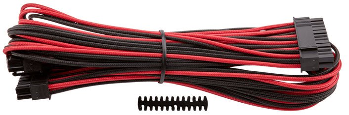Corsair Cp-8920162 Red+Black Premium Individually Sleeved Flexible Paracorded Cable With Cable Comb - 24pin Atx 610mm With 1 Connector - For Rmx Series ; Rmi Series Sf Series