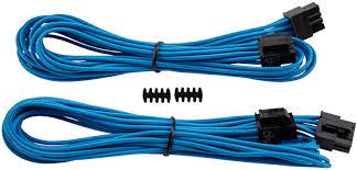 Corsair Cp-8920168 Blue Premium Individually Sleeved Flexible Paracorded Cable With 2x Cable Combs - 2x Eps12v(4pin+4pin) 2x 750mm With 2 Connectors - For Rmx Series ; Rmi Series Sf Series